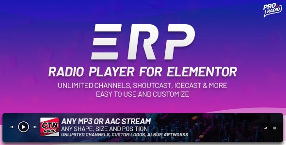 Erplayer v2.0 Radio Player for Elementor - Elementor电台播放器插件