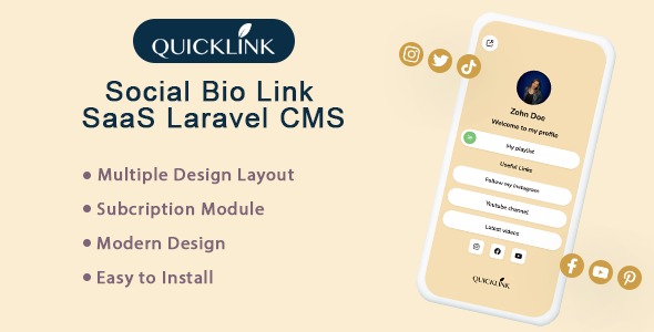 QuickBioLink (SAAS) v3.1 - 为创作者、影响者和企业打造的生物链接SaaS平台