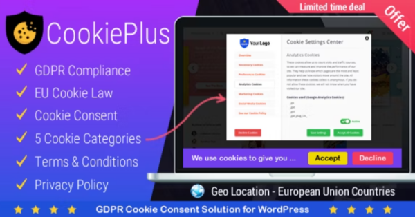 Cookie Plus v1.6.3 WordPress GDPR Cookie 同意解决方案