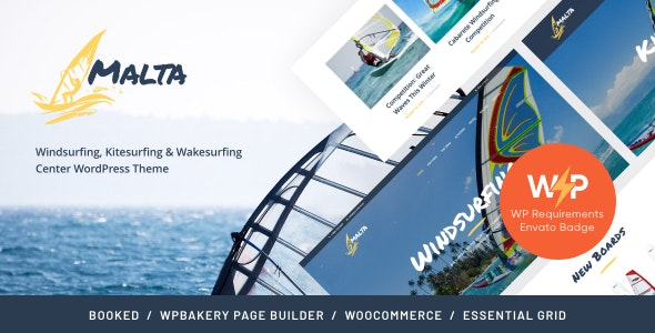 Malta v1.1.8 风帆冲浪、风筝冲浪和尾波冲浪中心 WordPress 主题