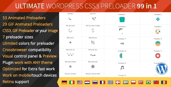 Ultimate WordPress Preloader (v1.1.1) 99 CSS3 Preloaders - 终极WordPress预加载器，提供99种CSS3预加载动画效果