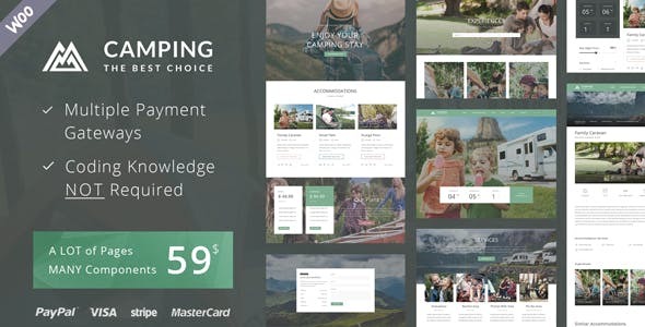 Camping Village v3.2 露营营地大篷车徒步帐篷住宿WordPress主题