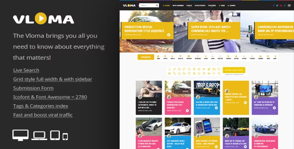 Vloma Grid v3.3 Blog Magazine Video WordPress主题 - 响应式视频博客杂志网站模板