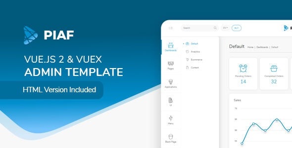 Piaf v5.2.2 Vue Admin Template - Vue.js后台管理仪表盘模板