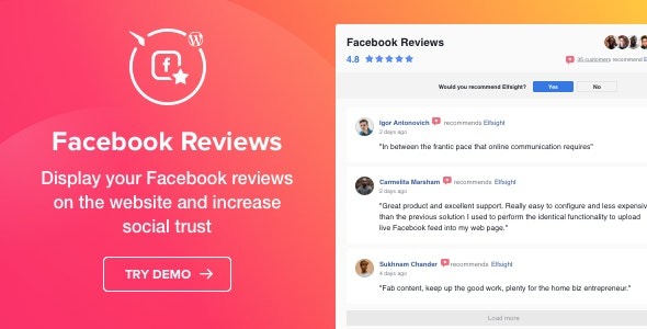 Elfsight Facebook Reviews v1.2.5 WordPress Facebook Reviews 插件 - 在网站展示Facebook评论的小工具