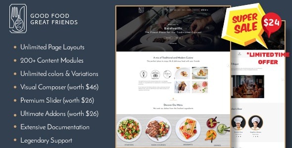 Ratatouille (v1.2.6) 餐厅WordPress主题 - 美食餐厅网站模板