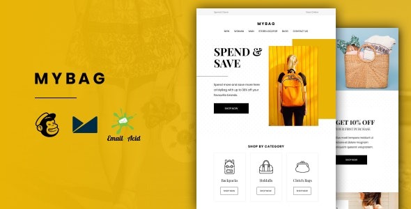 MyBag v1.0 电子商务响应式邮件模板 - 时尚与配饰在线构建器