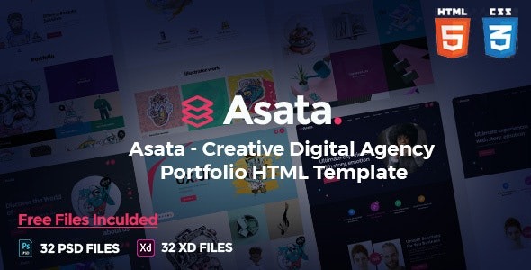 Asata v1.0 创意数字机构作品集模板 - 专业设计展示