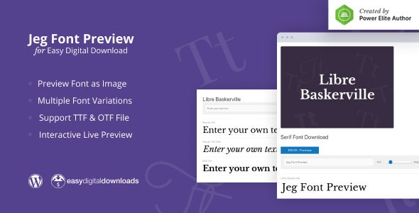 Jeg Font Preview (v1.0.1) Easy Digital Downloads Extension - WordPress字体预览插件