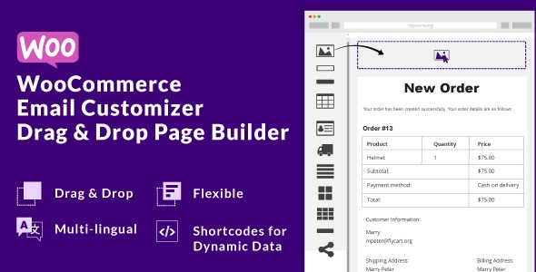 Email Customizer for WooCommerce with Drag and Drop Email Builder v1.5.16 - WooCommerce邮件自定义拖拽编辑器