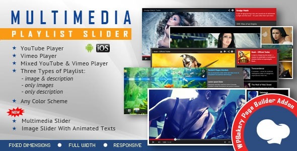 Multimedia Playlist Slider for WPBakery Page Builder v2.1 - WPBakery多媒体播放列表滑块插件