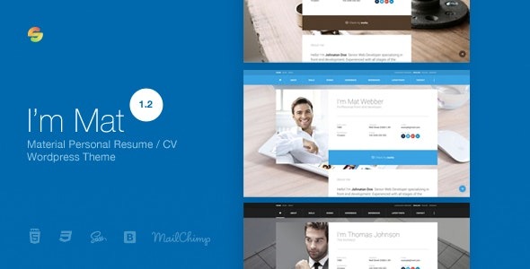 I am Mat v1.0 Material Personal Resume / CV vCard WordPress Theme - 个人简历/CV名片WordPress主题