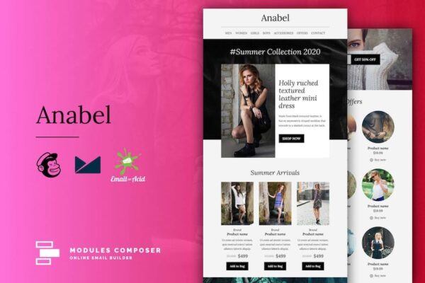 Anabel - 电子商务响应式电子邮件模板（时尚配饰在线构建器）