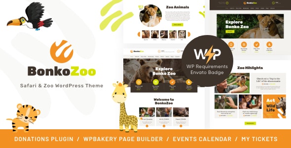 Bonko v1.0.9 Safari & Zoo WordPress Theme - 野生动物园和动物园WordPress主题