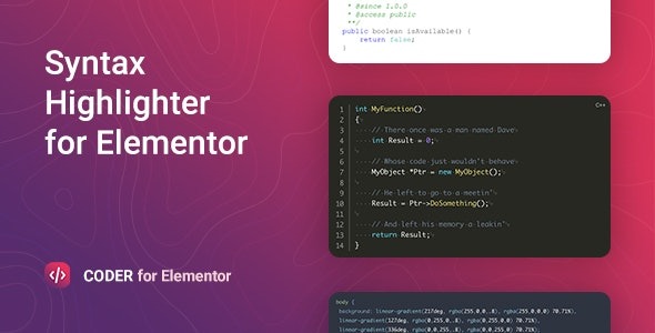 Coder v.1.0.11 – Elementor语法高亮插件