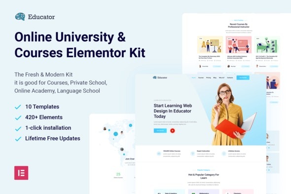 Educator – 在线大学与课程Elementor模板套件