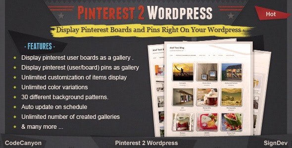 Pinterest to WordPress v1.1.2 WordPress Pinterest Gallery Plugin - 将Pinterest图库轻松集成到WordPress网站