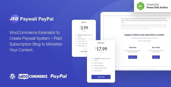 Jeg Paywall & Content Subscriptions System with Paypal for WooCommerce v1.0.2 - WooCommerce PayPal付费墙和内容订阅系统插件