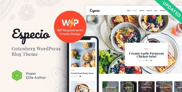 Especio v1.0.4 Personal Gutenberg Food Blog WordPress Theme - 美食博客Gutenberg主题