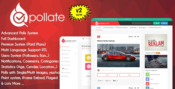 Pollate v2.1 Premium Polls and Voting Platform - 高级投票与社交平台