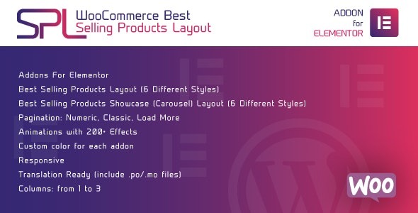 WooCommerce Best Selling Products Layout for Elementor v.1.0 - Elementor的WooCommerce畅销产品布局插件
