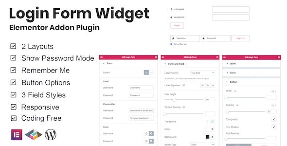 Login Form Widget v1.0.2 Elementor 登录表单小工具插件