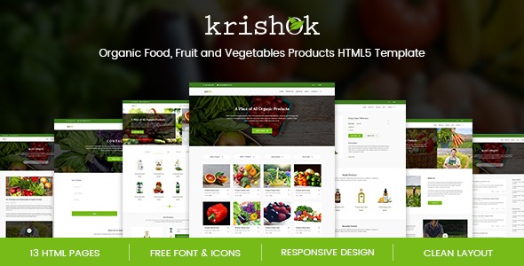 Krishok v1.0 有机食品、水果和蔬菜产品HTML5模板