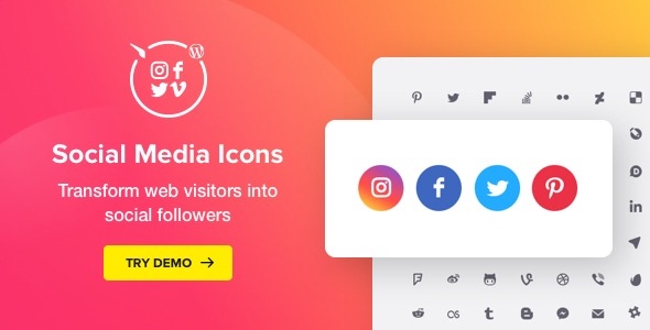 WordPress Social Media Icons v1.7.1 社交媒体图标插件 - Elfsight