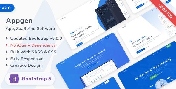 Appgen - 应用、SaaS和软件着陆页模板（WordPress主题）