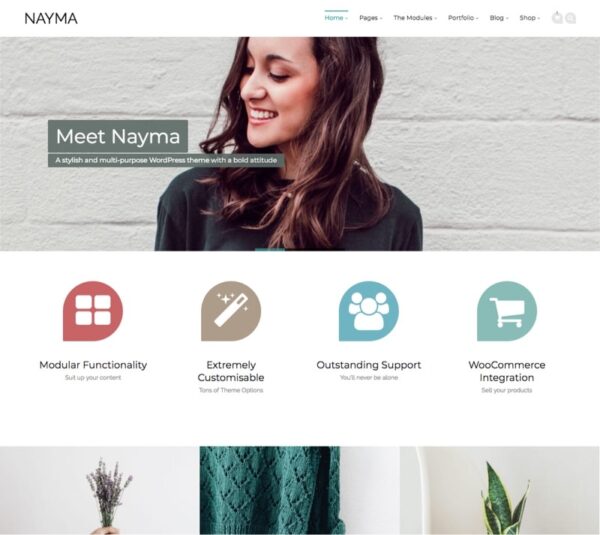 Nayma v.2.3.7 WordPress主题 - 艺术风格的多功能网站设计工具