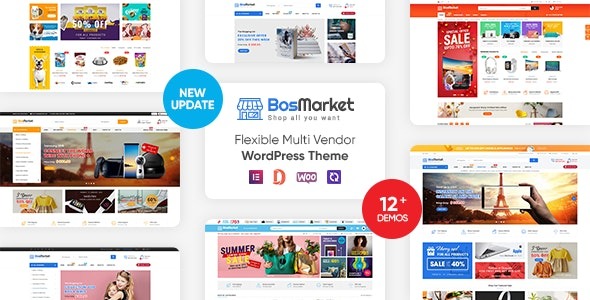BosMarket v2.0.18 灵活多供应商Elementor WooCommerce WordPress主题（12个索引+移动布局）