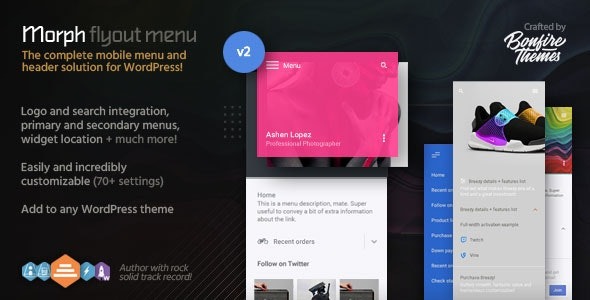 Morph v2.3 WordPress飞动移动菜单插件 - 响应式导航解决方案