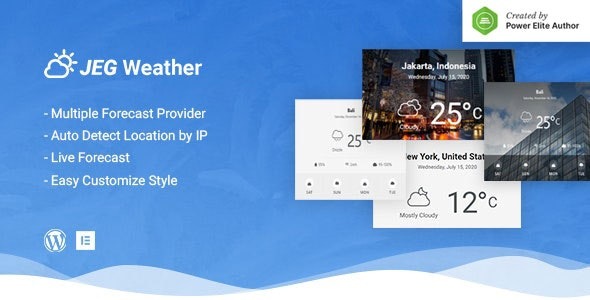 Jeg Weather Forecast v1.0.5 WordPress插件 - Elementor和WPBakery Page Builder的天气预测扩展