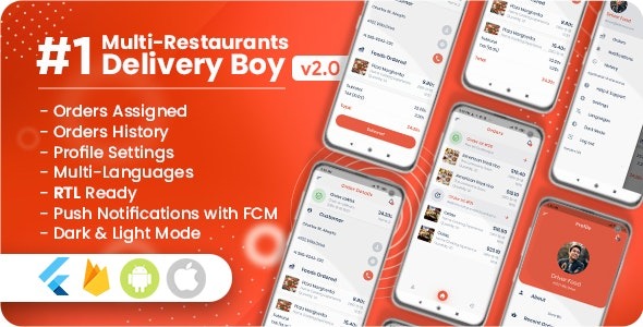 Delivery Boy For Multi-Restaurants Flutter App v1.4.0 - 多餐厅外卖配送员Flutter应用