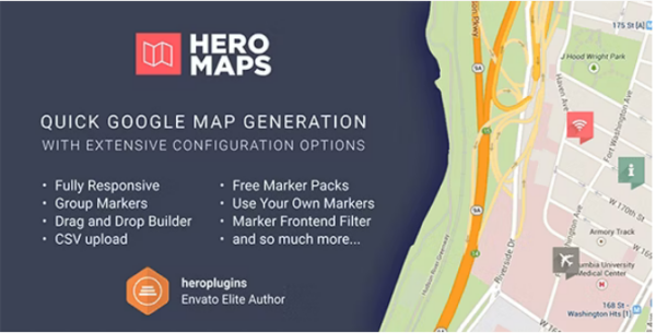 Hero Maps Premium v2.3.9 响应式谷歌地图插件 - 专业地图解决方案