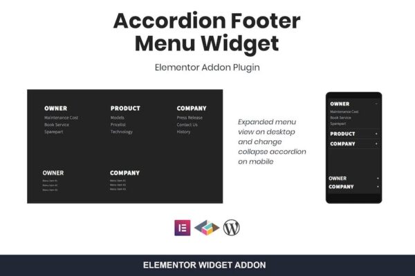 Accordion Footer Menu Widget For Elementor v1.0.0 - Elementor手风琴页脚菜单小工具