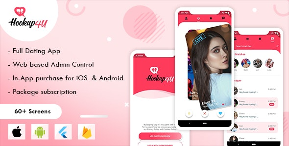 Hookup4u v1.0.4 – 基于Flutter的完整交友应用与管理员 | Tinder克隆