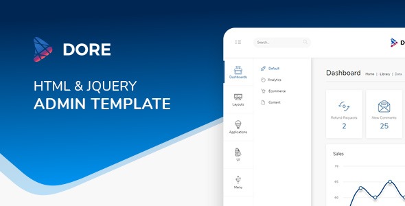 Dore jQuery v2.4.1 Bootstrap 4 Admin Template - 响应式后台管理模板