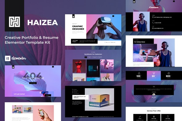 Haizea – Creative Portfolio & Resume Elementor Template Kit | 创意作品集与简历Elementor模板套件