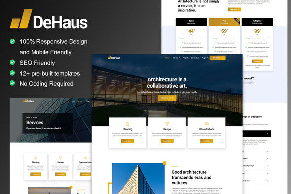 Dehaus – 室内设计与建筑Elementor模板套件下载