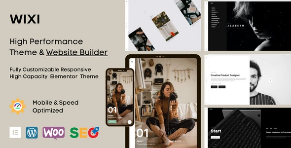 Wixi v1.1.2 Elementor WordPress主题 - 个人作品集网站模板