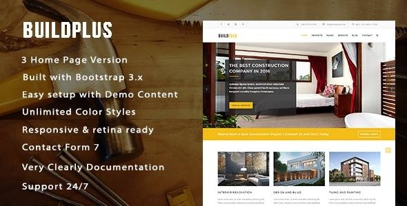 BuildPlus Responsive Construction and Renovation Theme v1.0 - 响应式建筑与装修WordPress主题