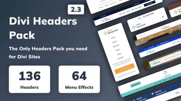 Divi Headers Pack (v2.1) - Divi主题头部布局扩展包