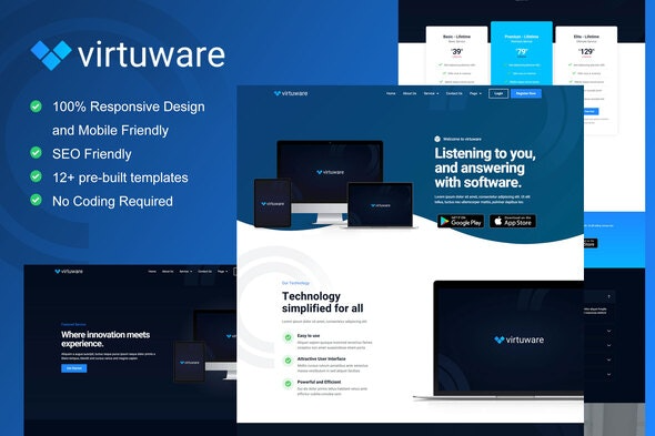 Virtuware – Saas & Digital Company Elementor Kit SaaS和数字公司Elementor工具包