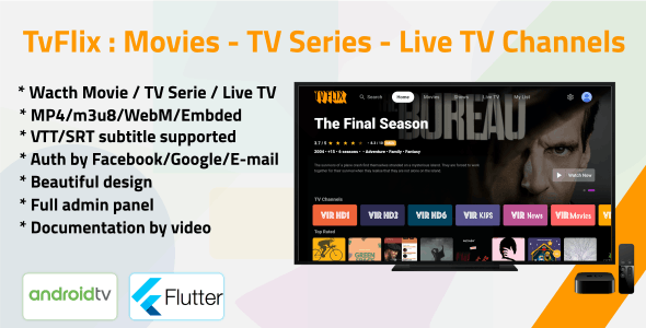 TvFlix v2.0 Movies – TV Series – Live TV Channels for Android TV 安卓电视影视直播主题插件