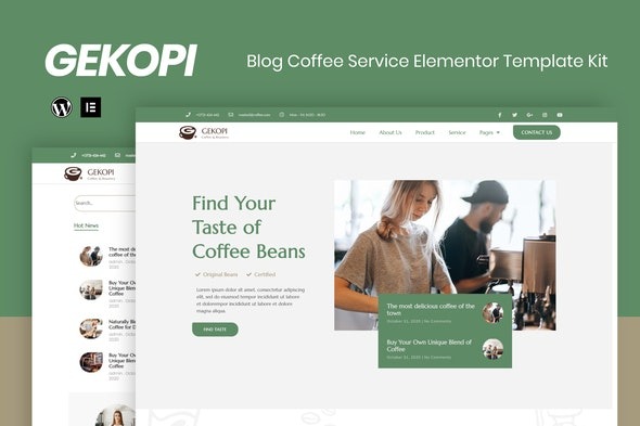 Gekopi - 咖啡店博客Elementor模板套件