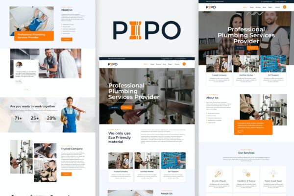 Pipo - 水管工服务Elementor模板套件
