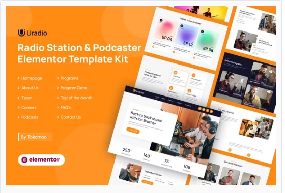 Uradio – 电台与播客Elementor模板套件