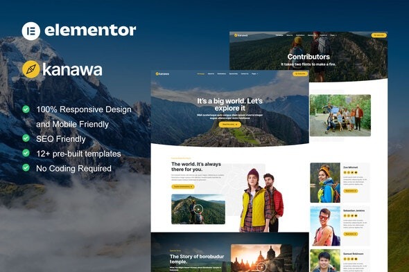 Kanawa - 现代旅行博客Elementor模板套件