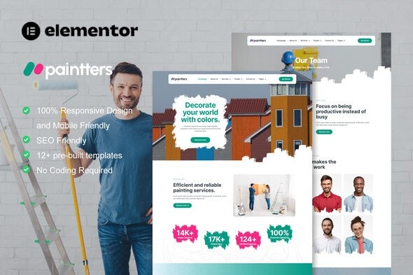Paintters – 绘画服务Elementor模板套件